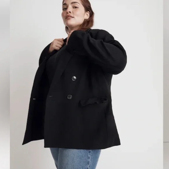 Madewell Rosedale Double-Breasted Black Blazer Jacket in Crepe Size 18W NWT - Picture 7 of 17
